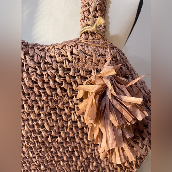 EXPRESSIONS NYC Paper Straw Tote Bag Woven Purse Pink New With Tags Handbag - Picture 2 of 11